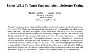 Using ACL2 To Teach Students About Software Testing